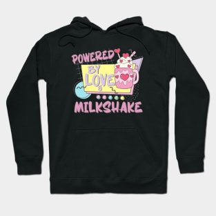 Couples Valentines Day Powered By Love Milkshake Retro 80s 90s Hoodie